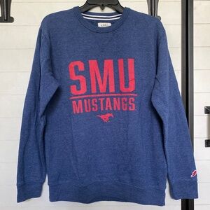 SMU Southern Methodist University Sweatshirt Heathered Blue with Red Medium